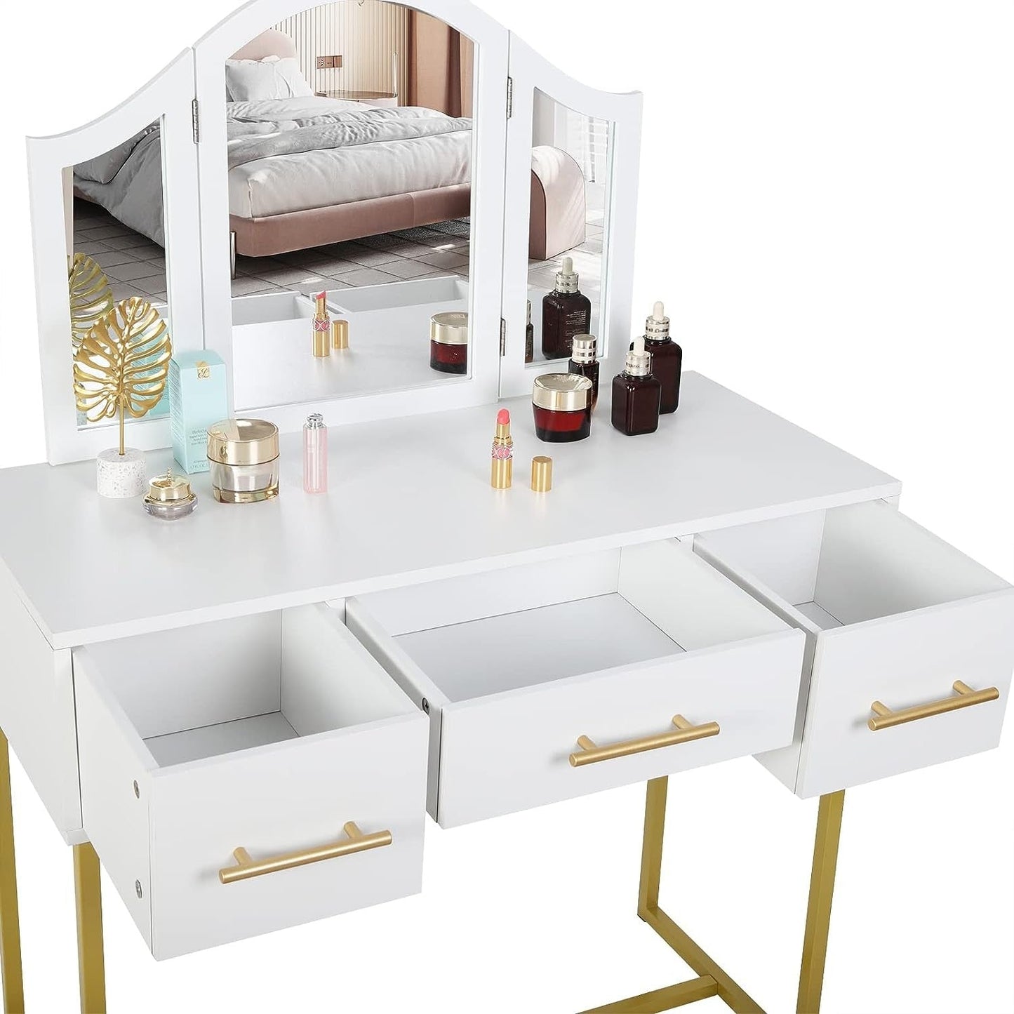 Golden Glamour Vanity makeup table - Egyptian Queen storemakeup dresser
