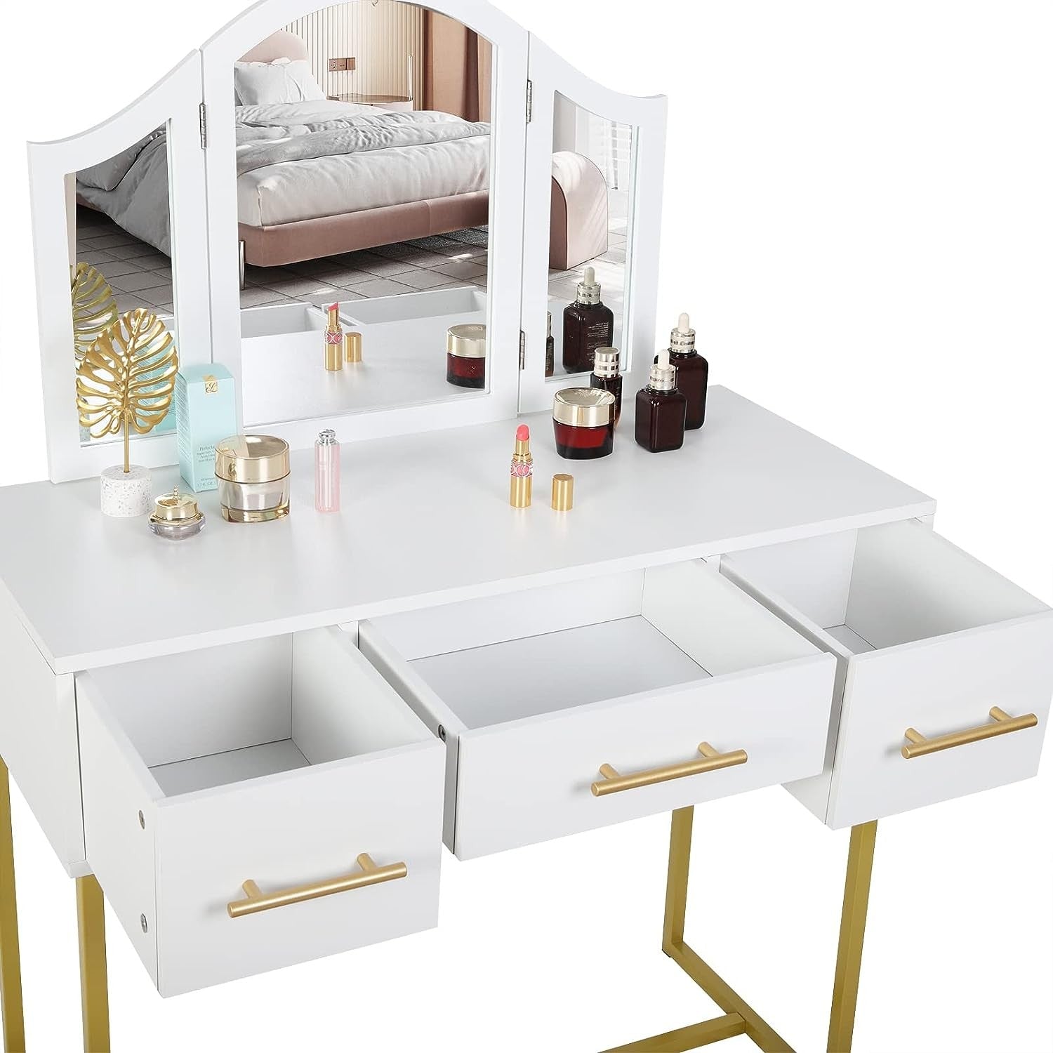 Golden Glamour Vanity makeup table - Egyptian Queen storemakeup dresser