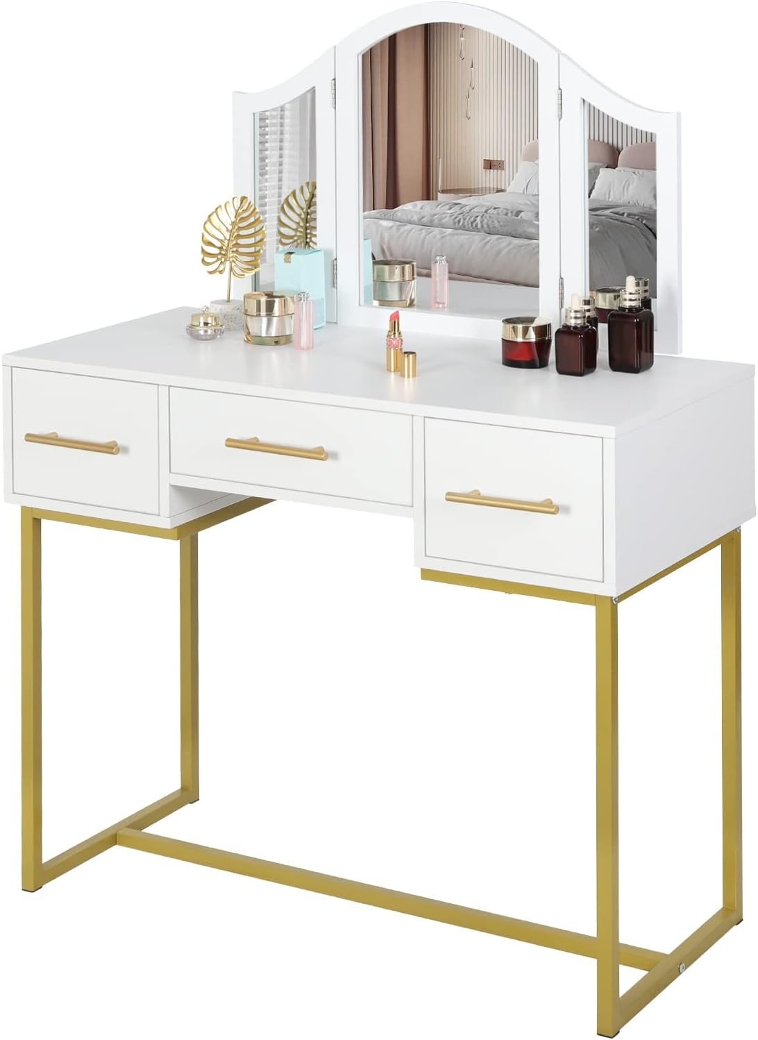 Golden Glamour Vanity makeup table - Egyptian Queen storemakeup dresser