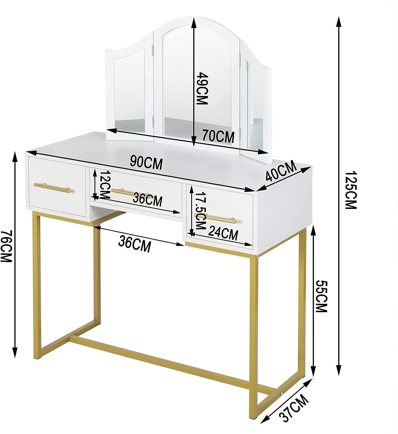 Golden Glamour Vanity makeup table - Egyptian Queen storemakeup dresser
