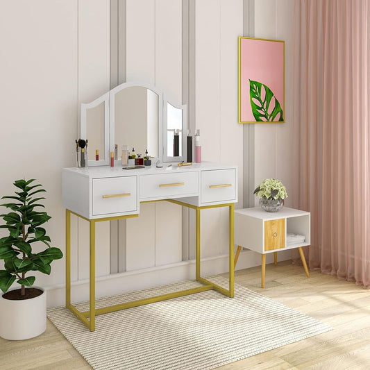 Golden Glamour Vanity makeup table - Egyptian Queen storemakeup dresser