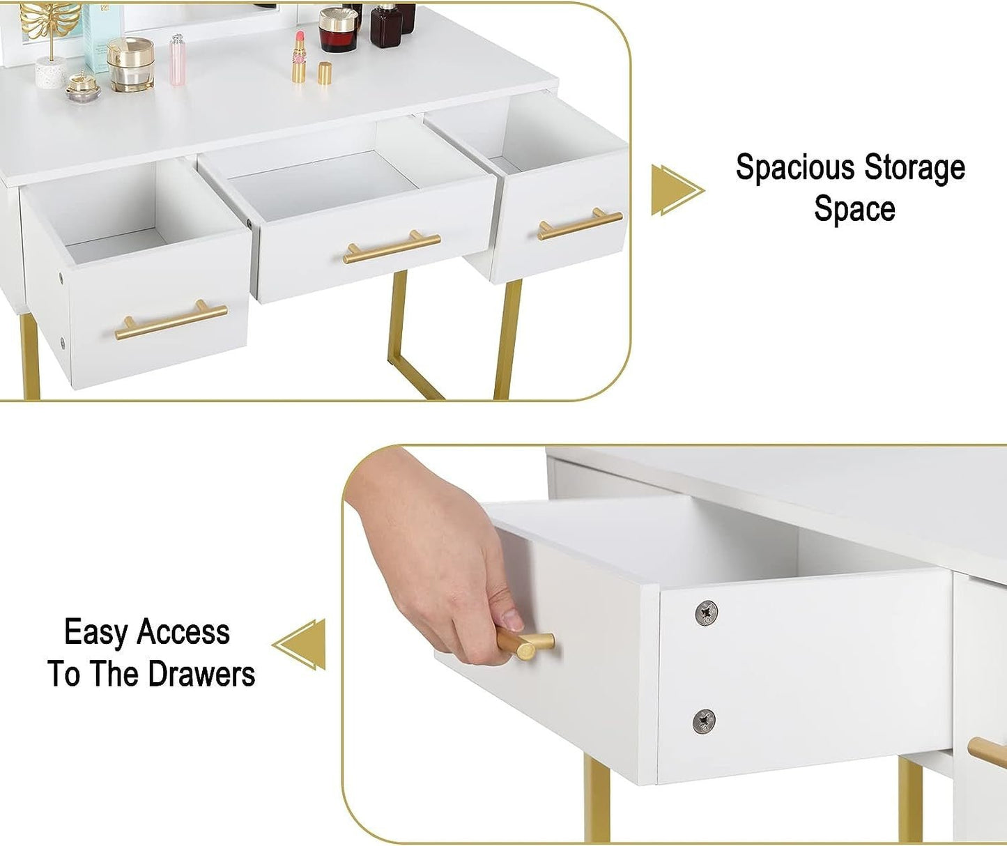 Golden Glamour Vanity makeup table - Egyptian Queen storemakeup dresser