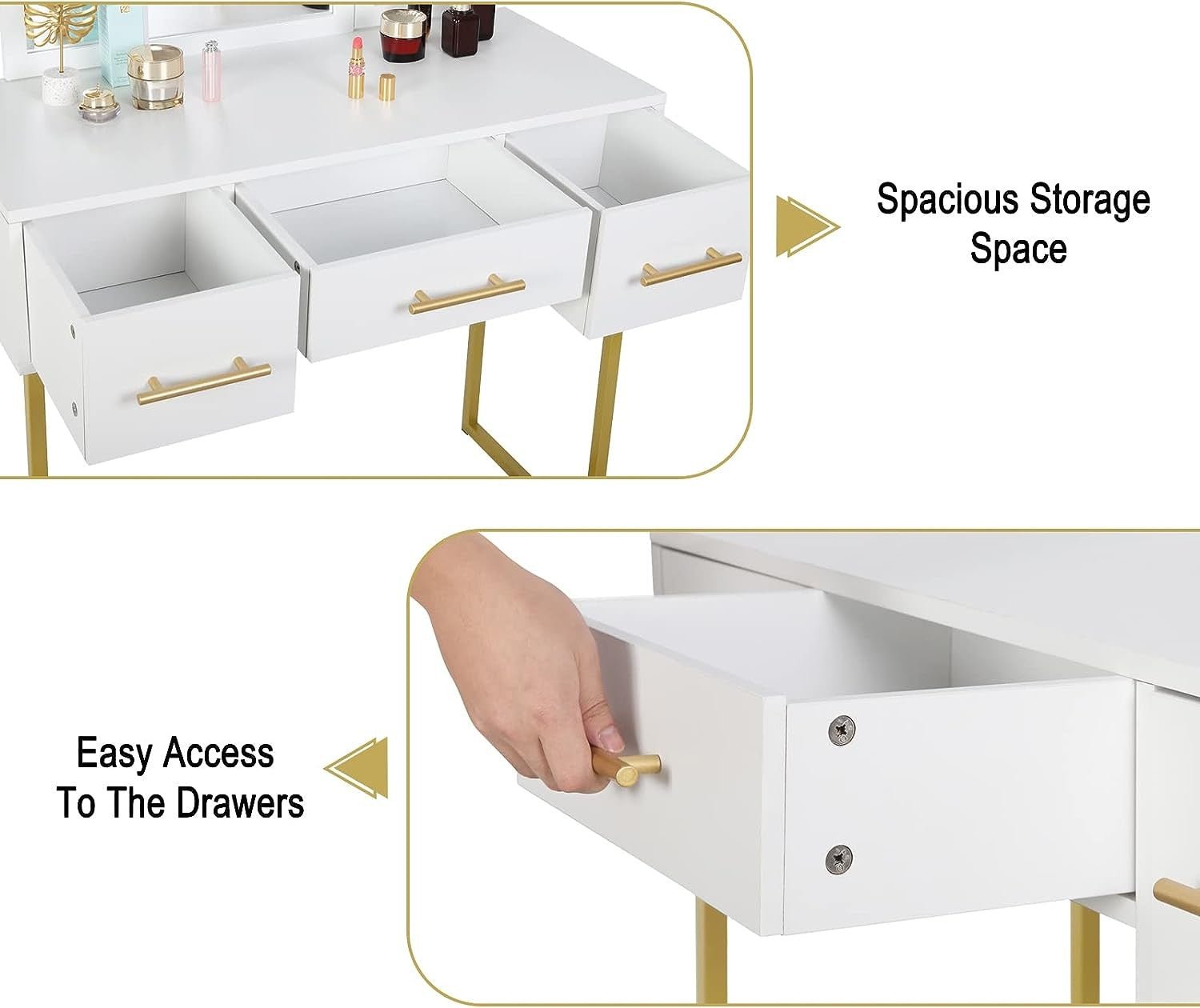 Golden Glamour Vanity makeup table - Egyptian Queen storemakeup dresser