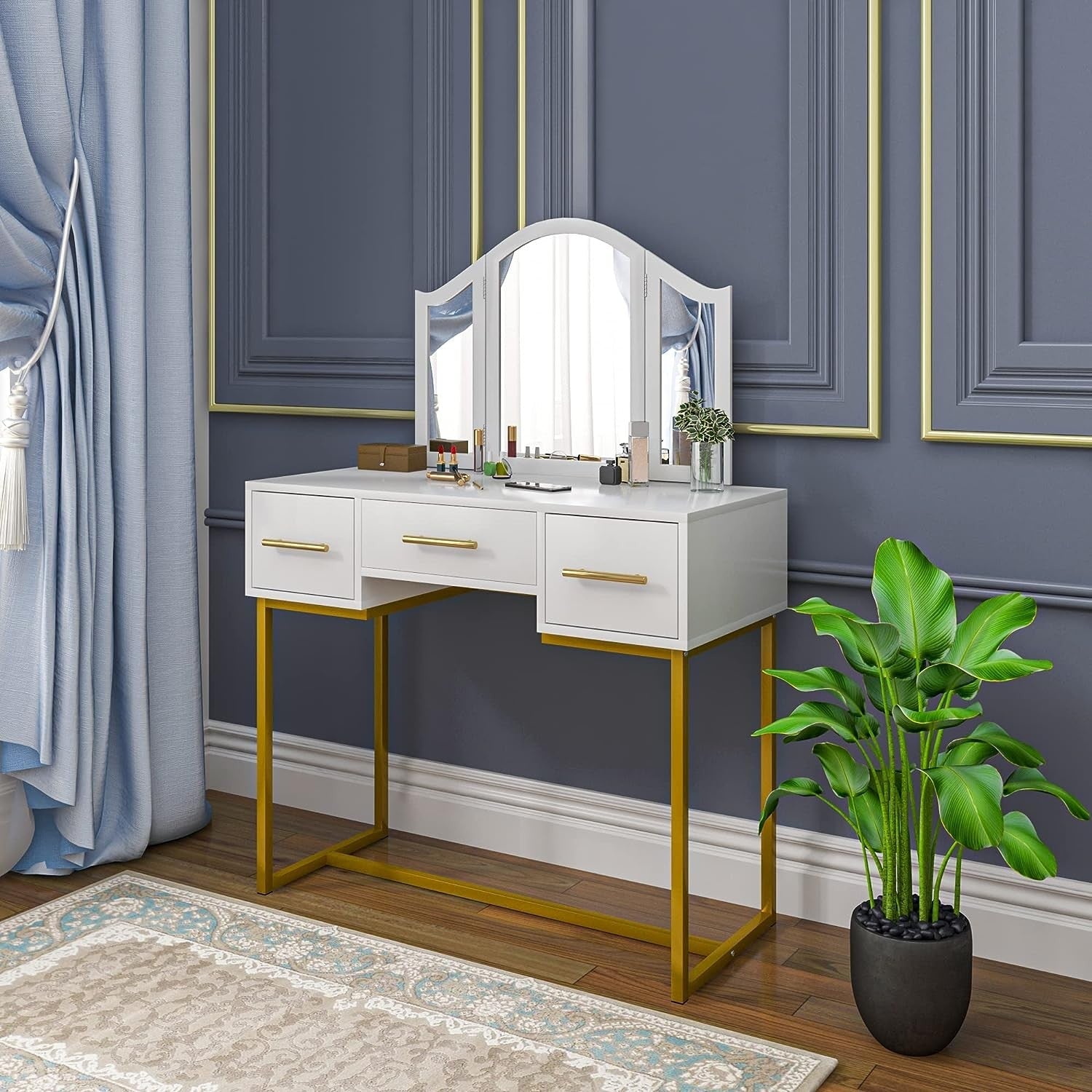 Golden Glamour Vanity makeup table - Egyptian Queen storemakeup dresser