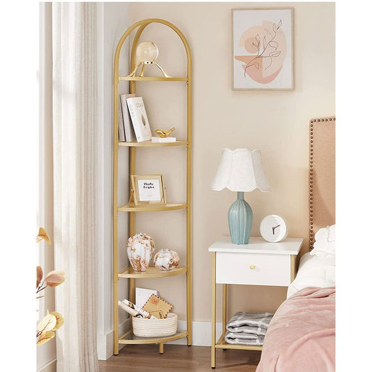 Luxury Gold Corner Shelf with Glass Shelves - Egyptian Queen storeBookcases & Standing Shelves