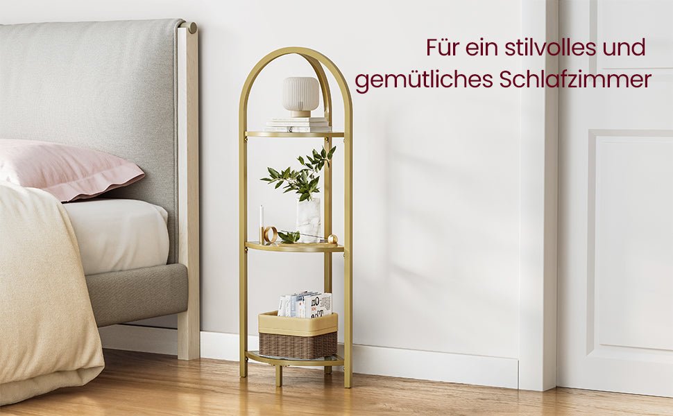 Luxury Gold Corner Shelf with Glass Shelves - Egyptian Queen storeBookcases & Standing Shelves