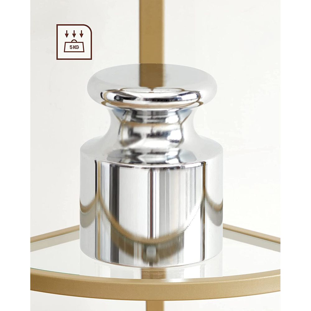 Luxury Gold Corner Shelf with Glass Shelves - Egyptian Queen storeBookcases & Standing Shelves