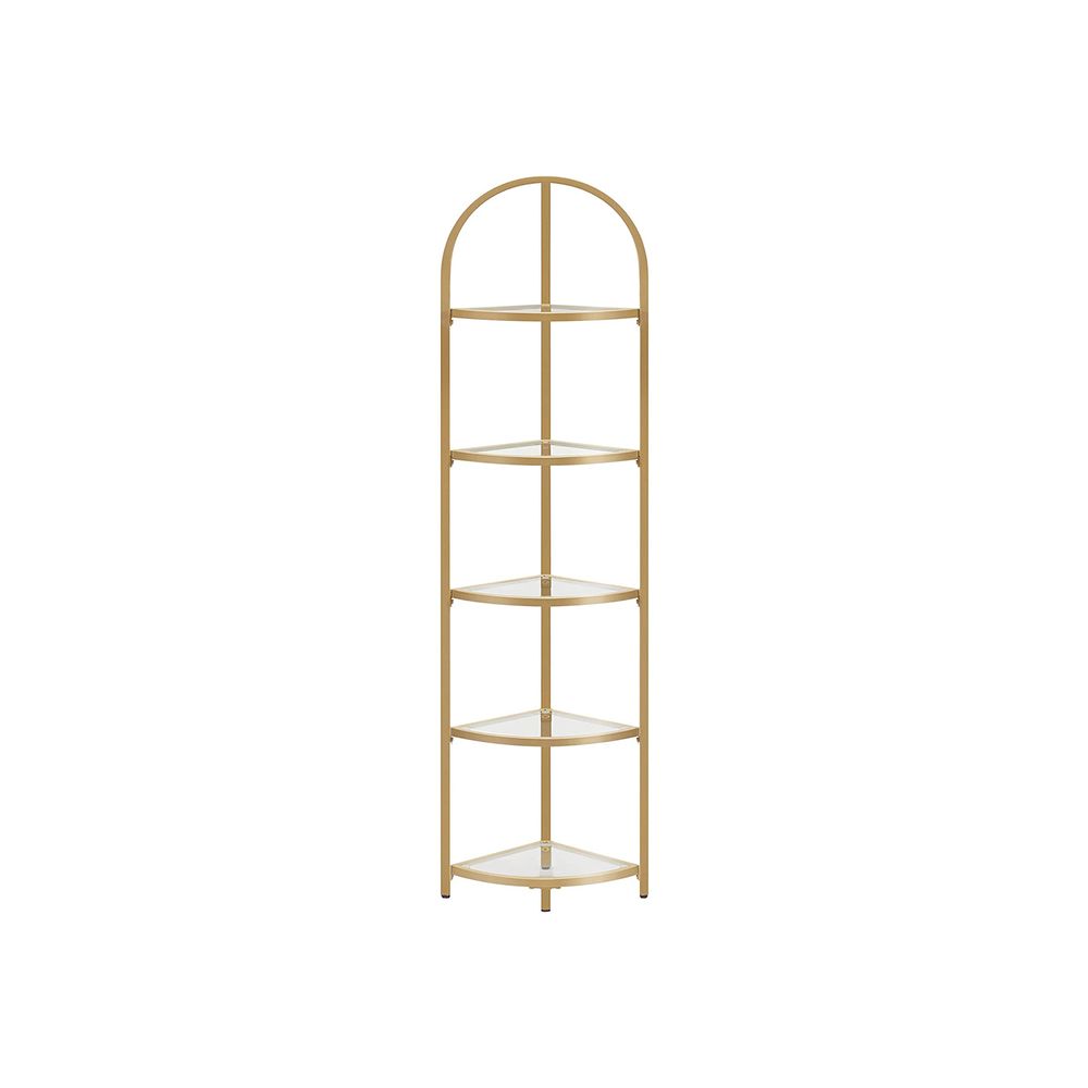 Luxury Gold Corner Shelf with Glass Shelves - Egyptian Queen storeBookcases & Standing Shelves
