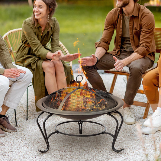 Metal Garden and Terrace Fireplace with Spark Protection Cover - Egyptian Queen storefire bowl