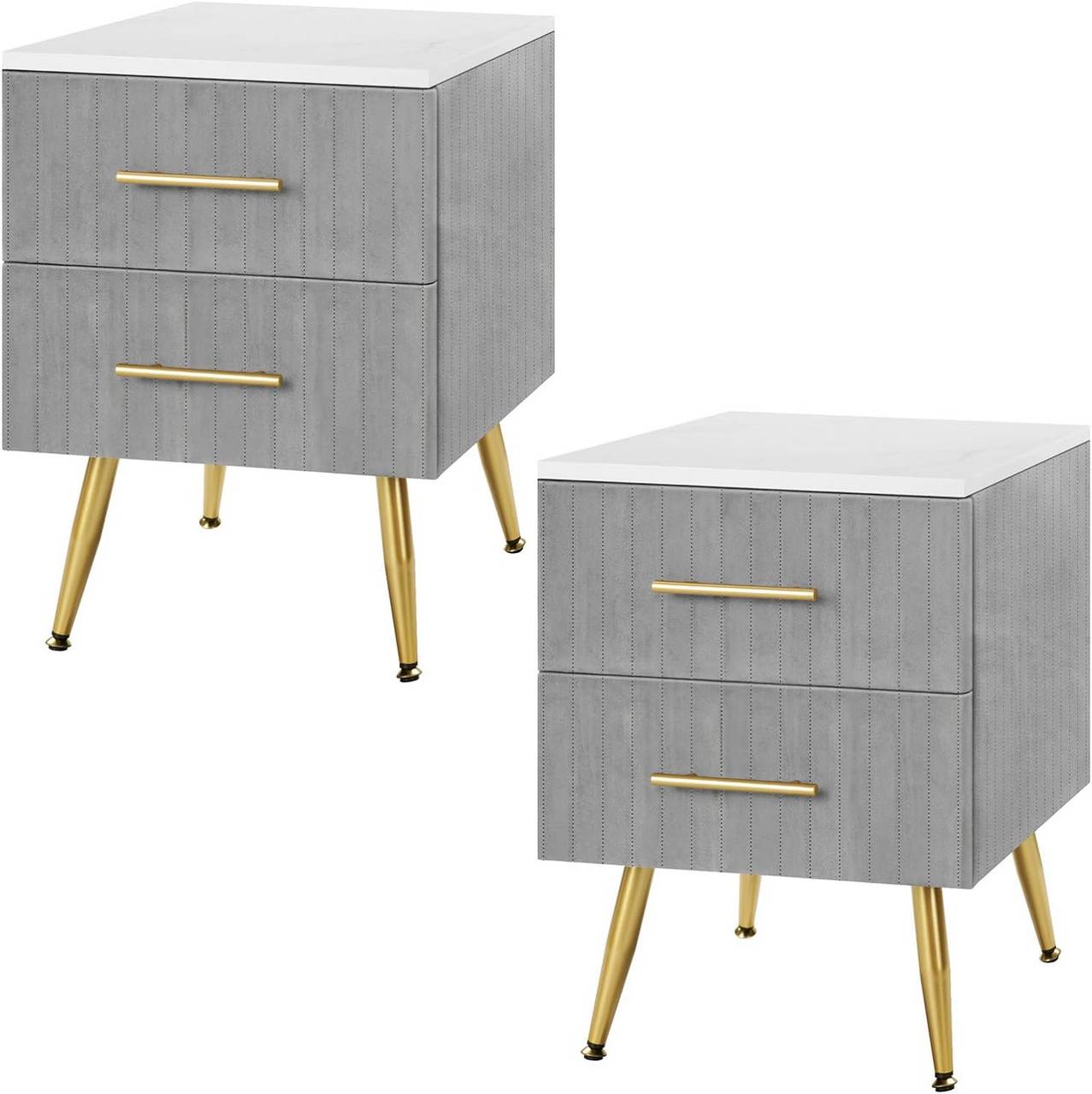 Pair of Elegant Velvet Bedside Tables - Egyptian Queen storemakeup dresser