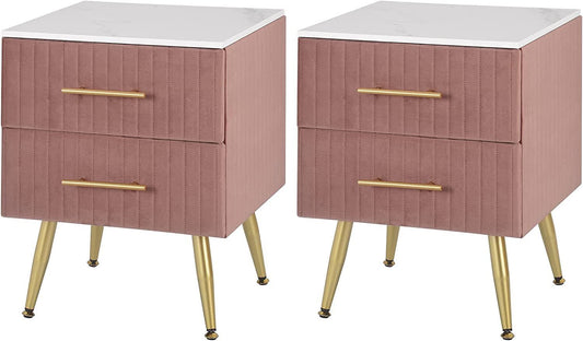 Pair of Elegant Velvet Bedside Tables - Egyptian Queen storemakeup dresser
