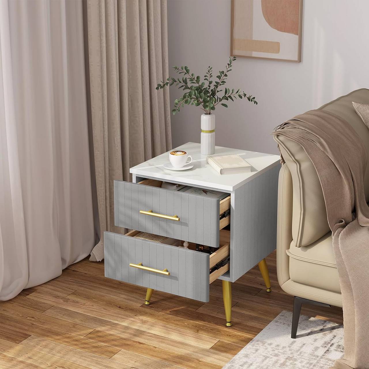 Pair of Elegant Velvet Bedside Tables - Egyptian Queen storemakeup dresser