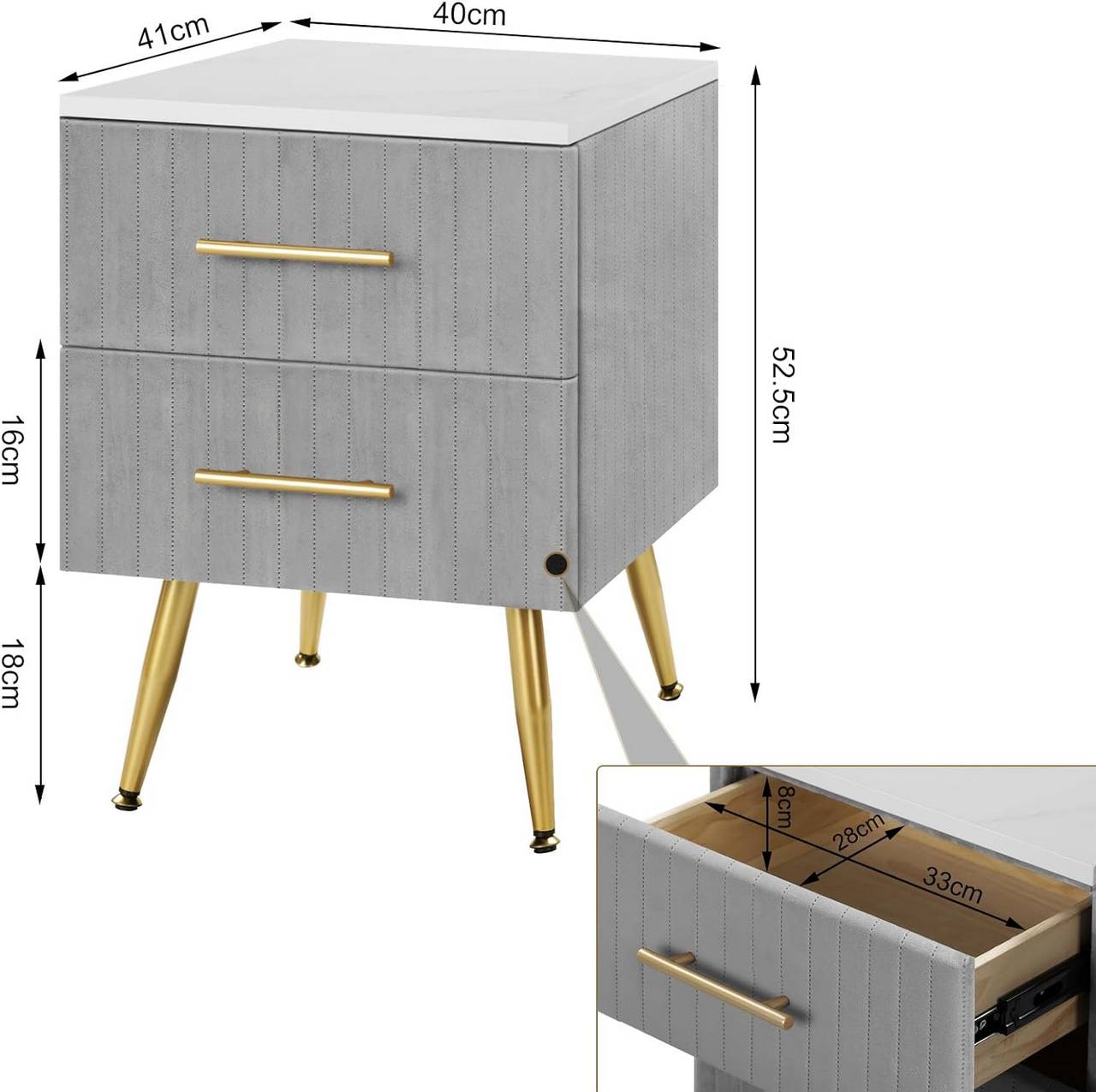 Pair of Elegant Velvet Bedside Tables - Egyptian Queen storemakeup dresser