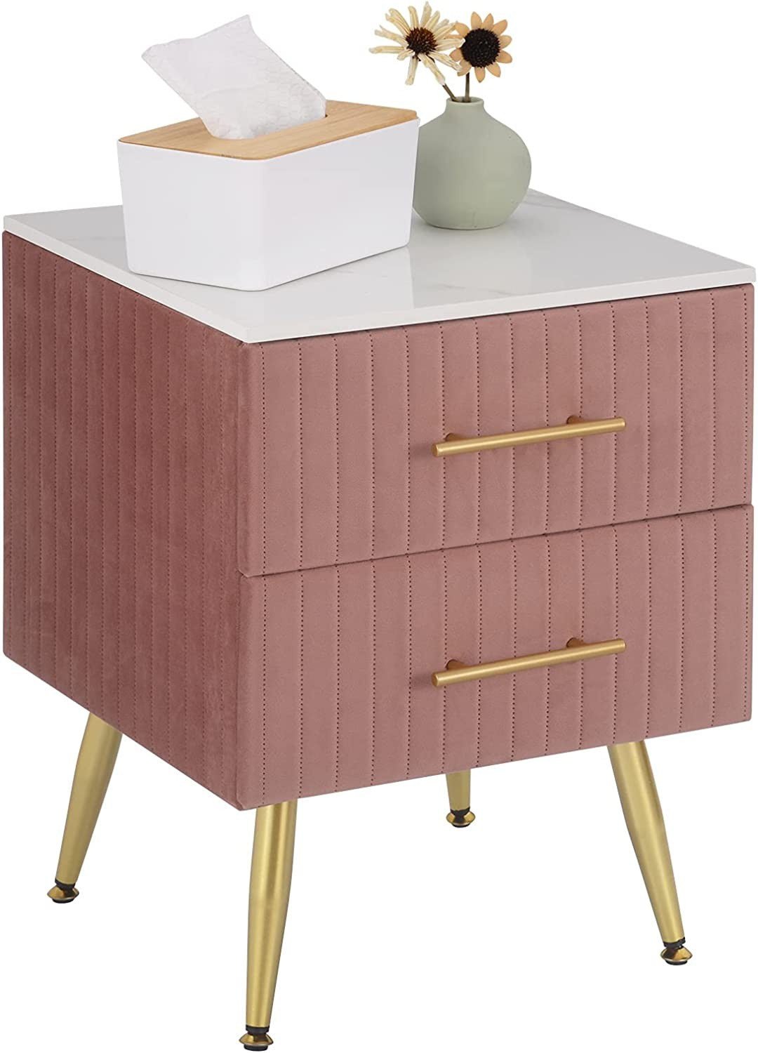 Pair of Elegant Velvet Bedside Tables - Egyptian Queen storemakeup dresser
