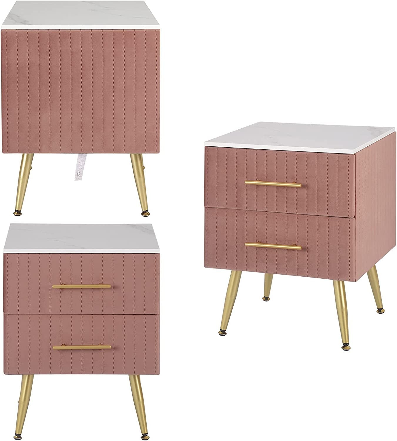 Pair of Elegant Velvet Bedside Tables - Egyptian Queen storemakeup dresser