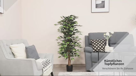 150 cm artificial ficus plant with lifelike green leaves and a sturdy pot for home or office décor.