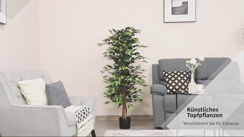 150 cm artificial ficus plant with lifelike green leaves and a sturdy pot for home or office décor.