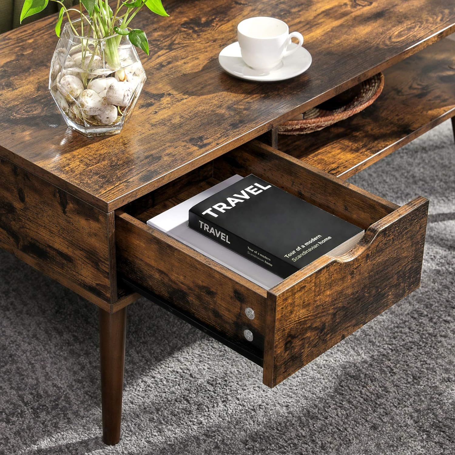 rustic wood grain finish coffee table - Egyptian Queen storecoffee table