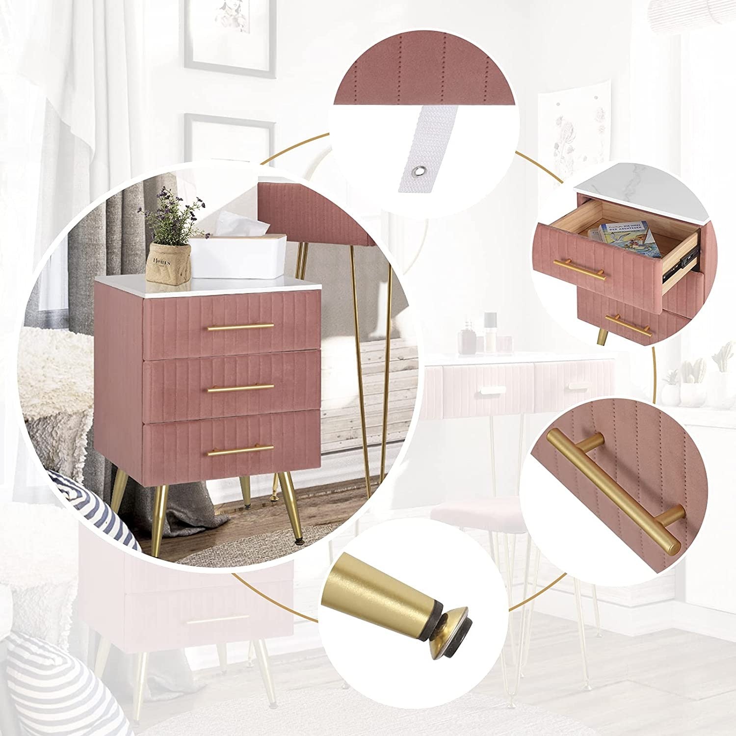 Set of two VelvetVanity Elegance bedside table - Egyptian Queen storebedside table