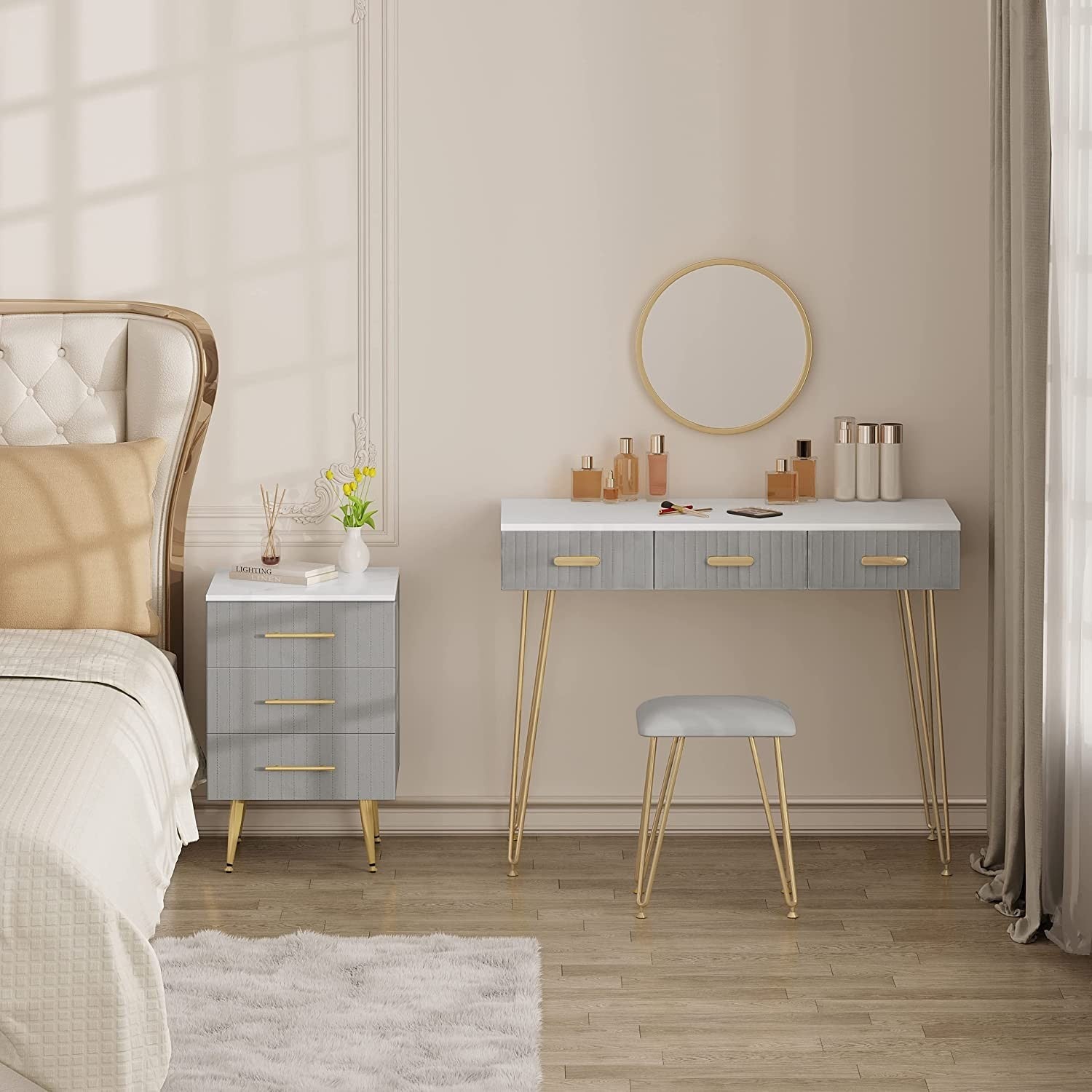 Set of two VelvetVanity Elegance bedside table - Egyptian Queen storebedside table
