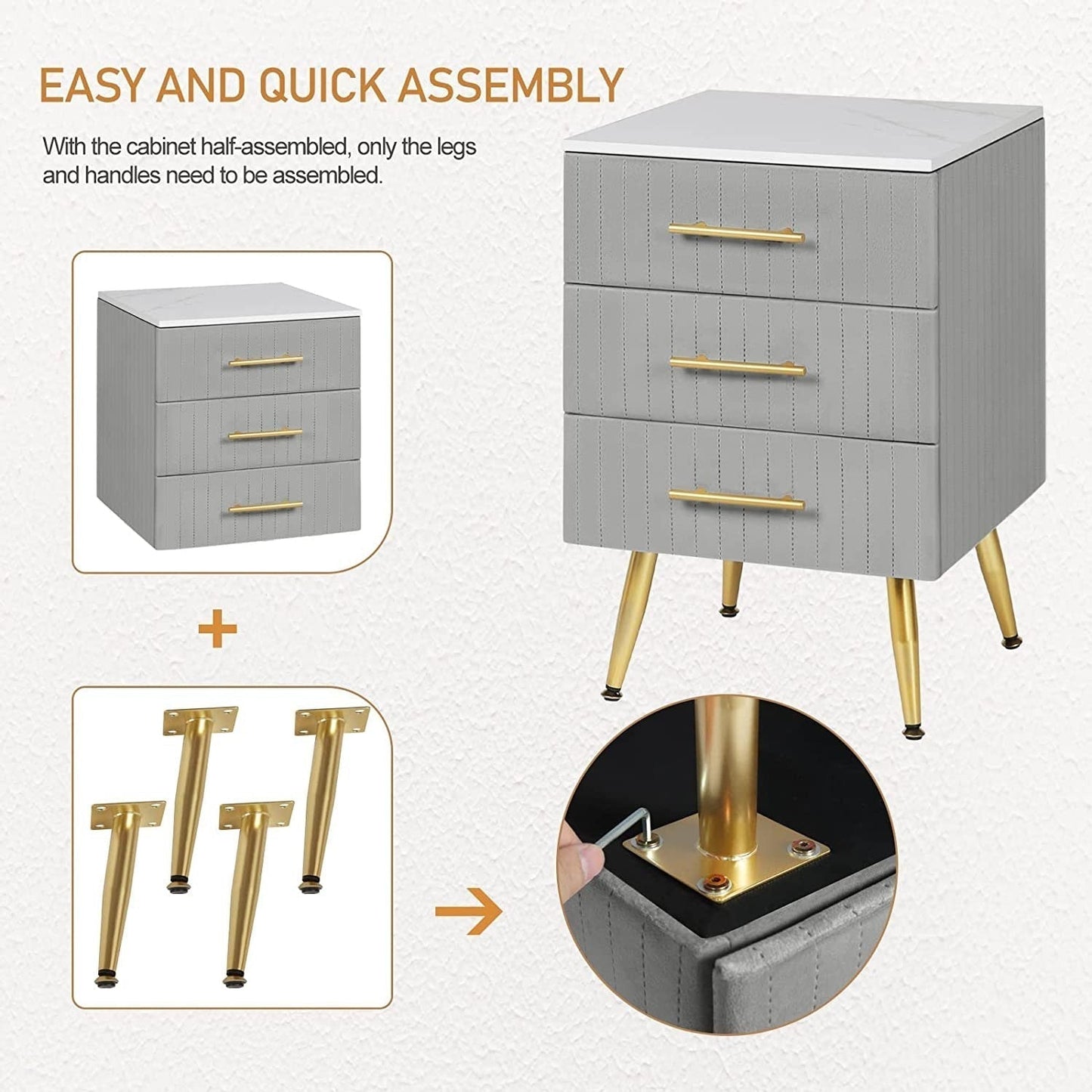 Set of two VelvetVanity Elegance bedside table - Egyptian Queen storebedside table