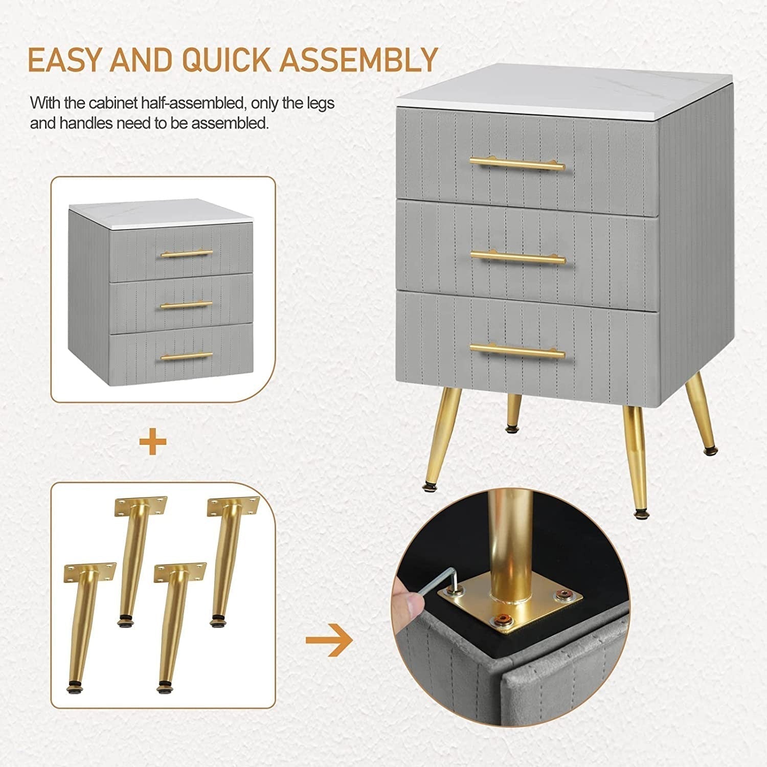 Set of two VelvetVanity Elegance bedside table - Egyptian Queen storebedside table